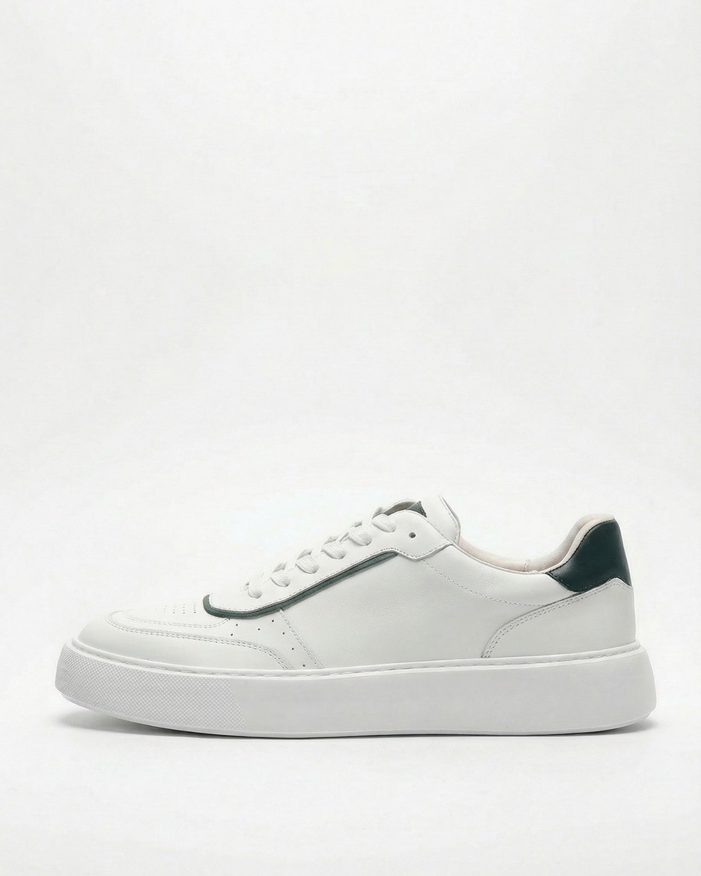 Marbella White Genuine Leather Thick-Bottom Sneakers