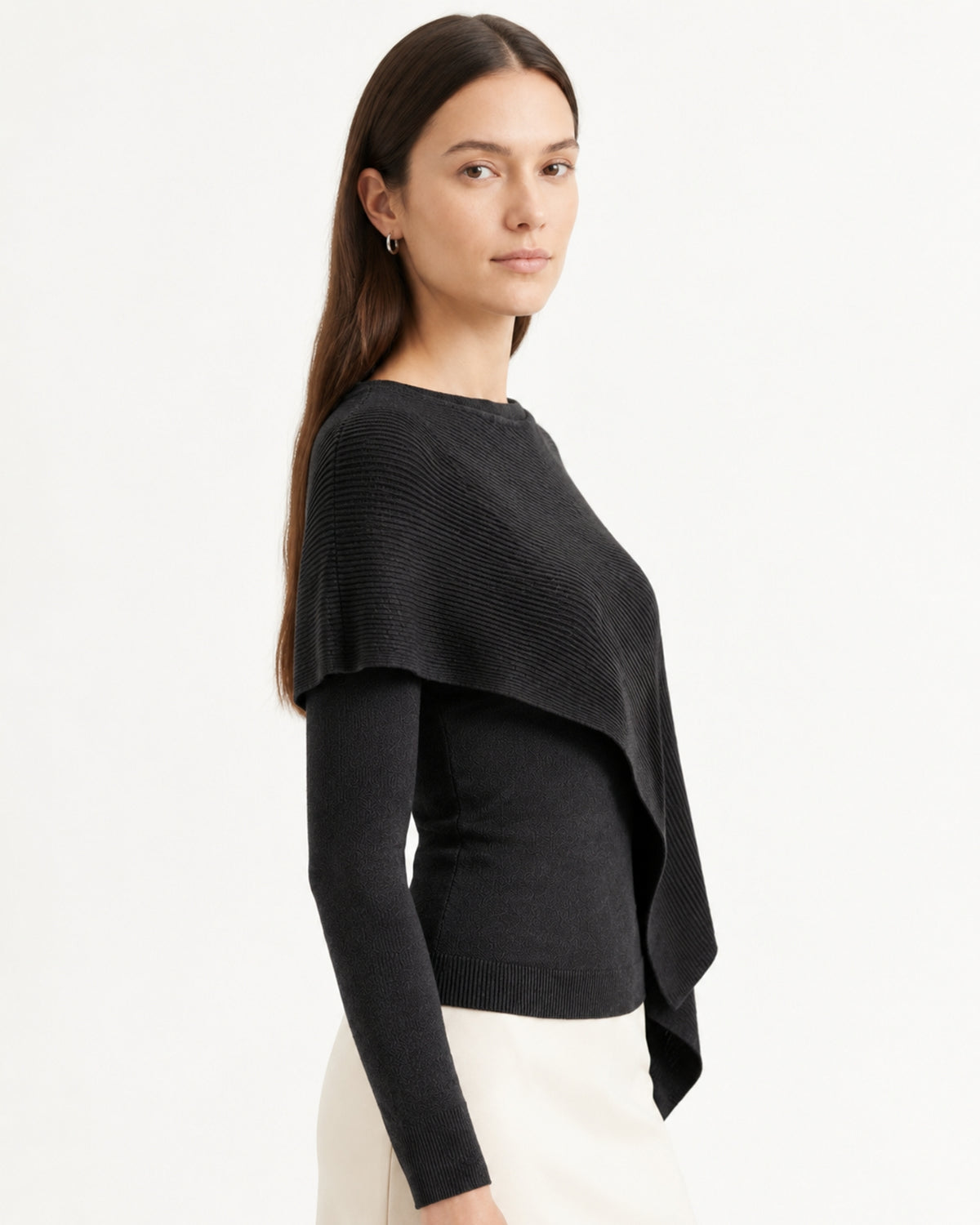 Mina Asymmetrical Draped Knit Shawl Top