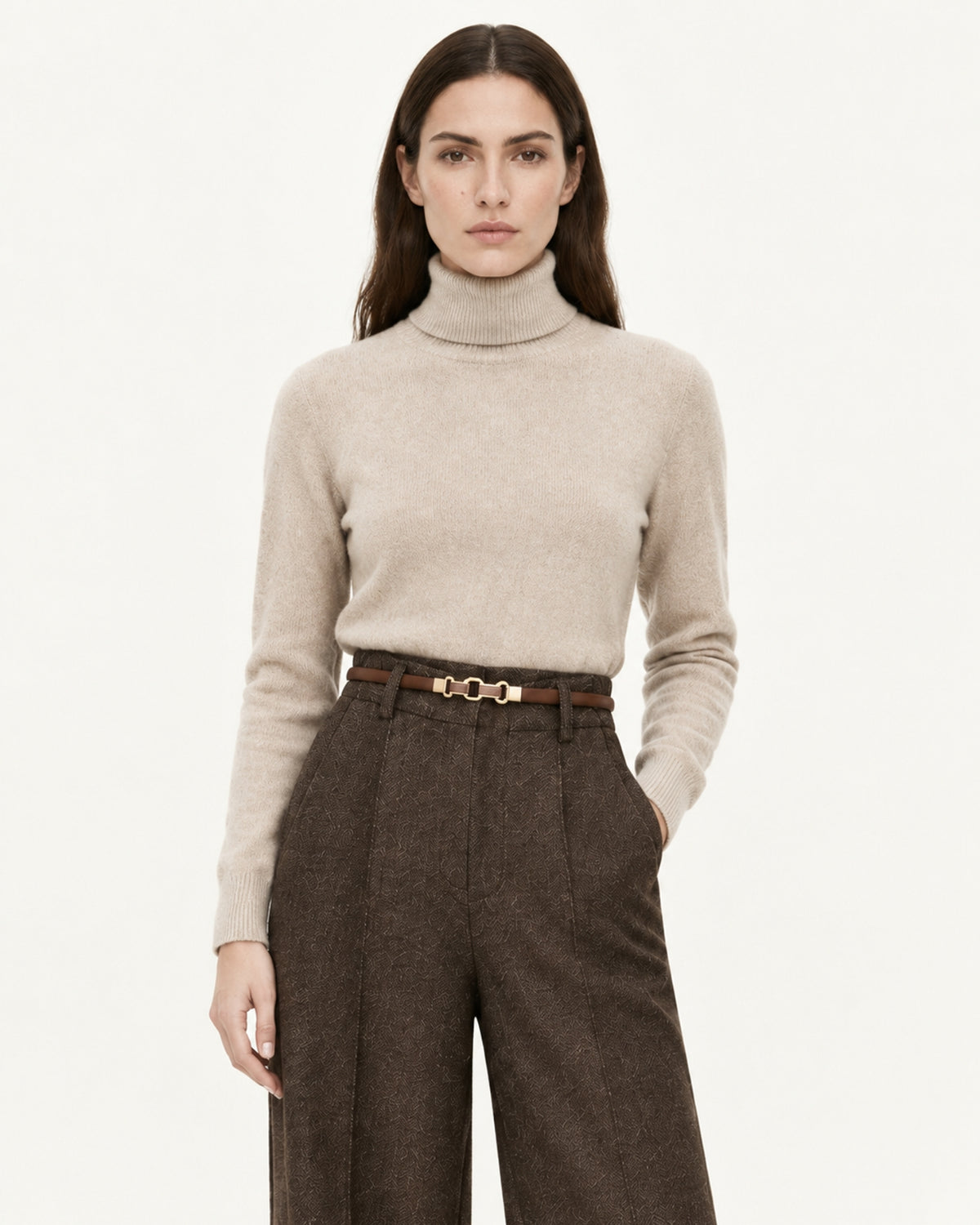 Woman Heavyweight Straight Leg Wool Pants