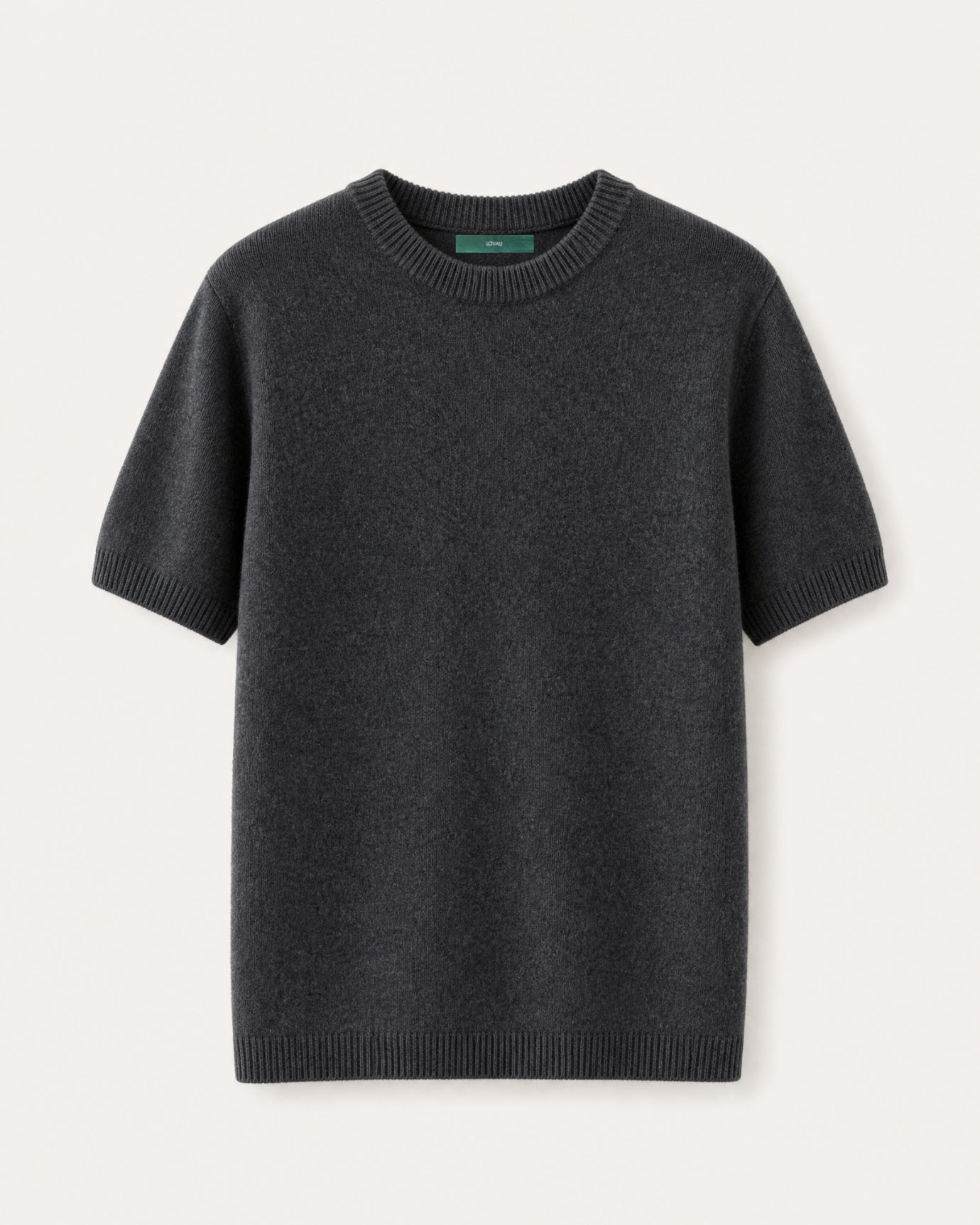 Cashmere Basic Knit Short-Sleeve Tee