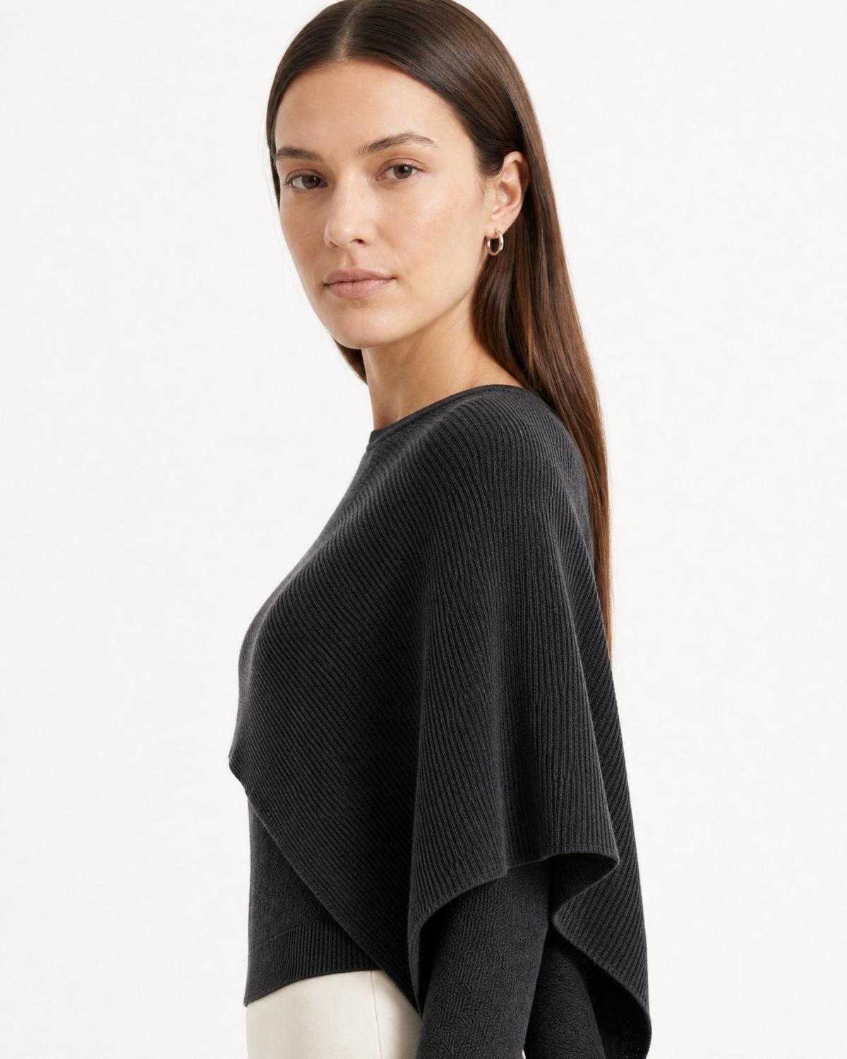 Mina Asymmetrical Draped Knit Shawl Top