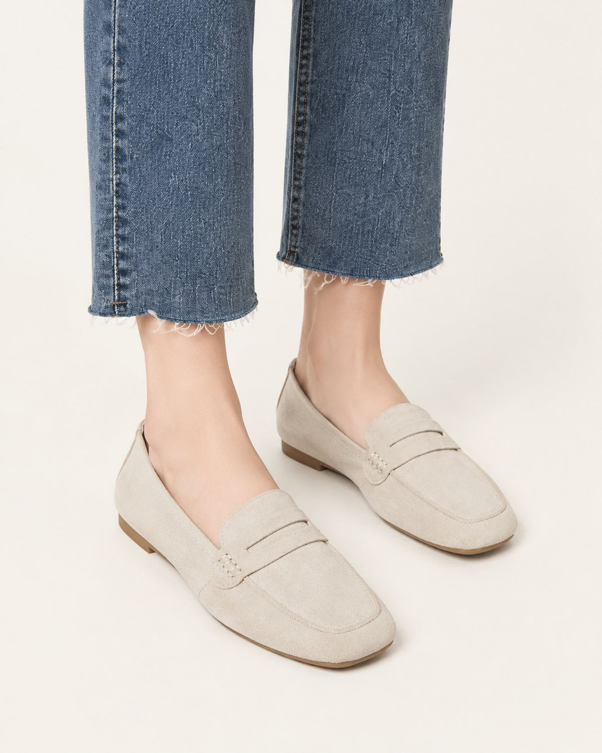 Genuine Leather Square-Toe Slip-On Old Money Loafers