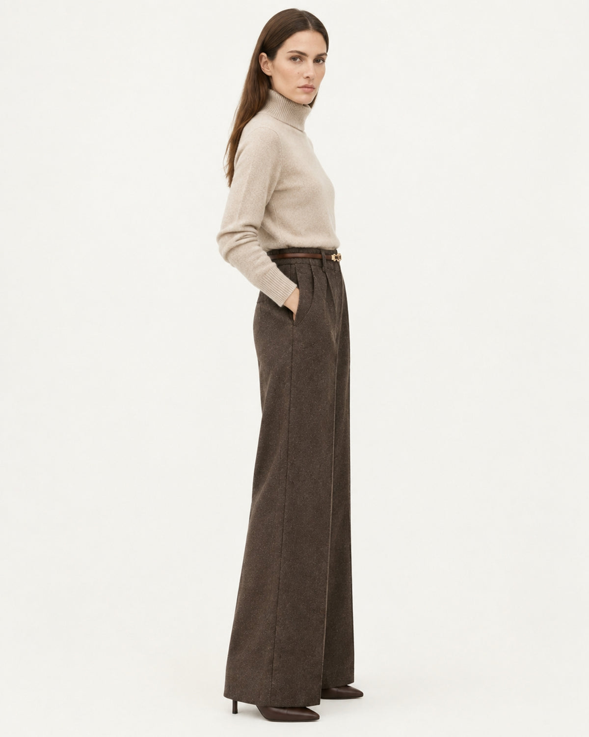Woman Heavyweight Straight Leg Wool Pants