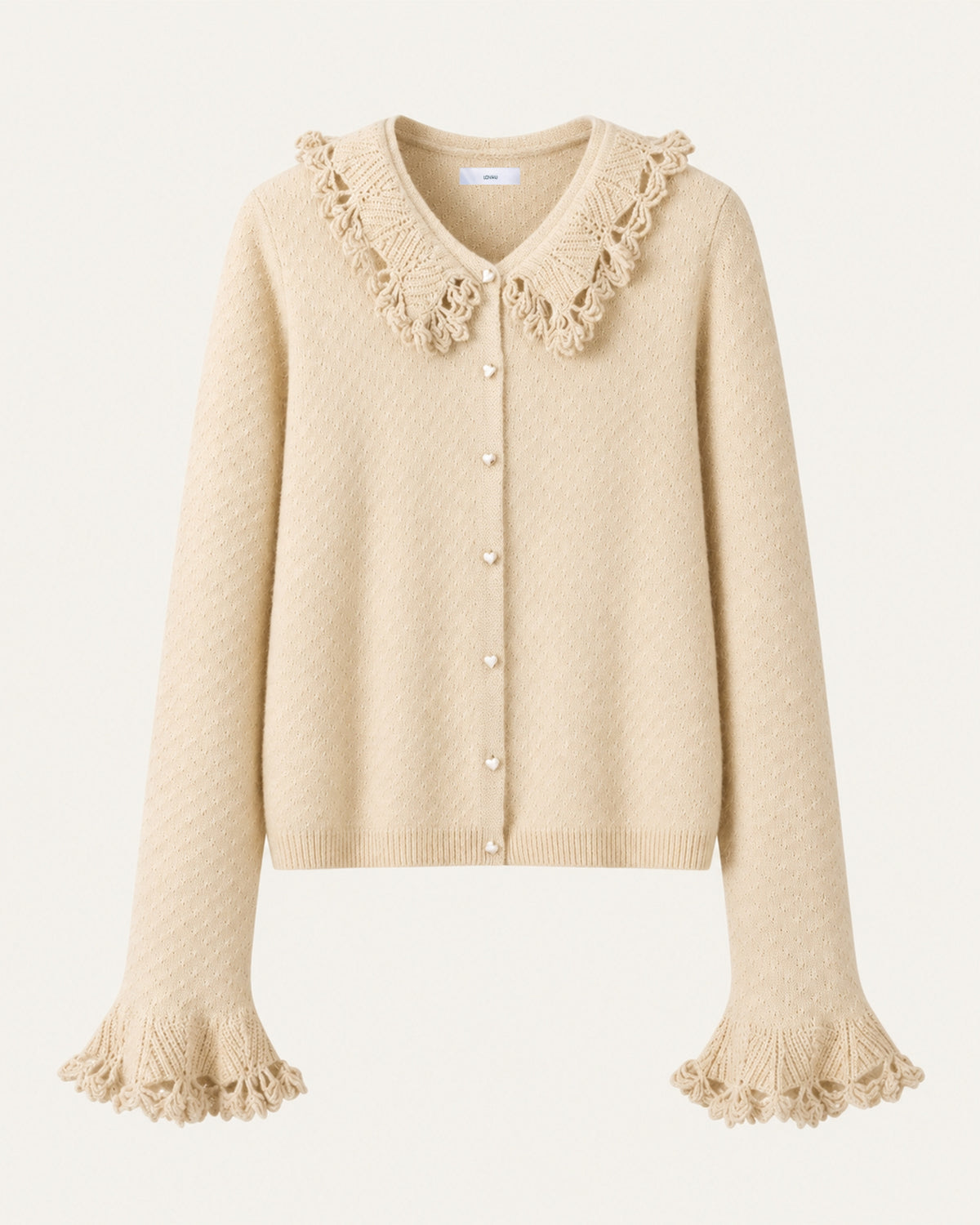 Cashmere Crochet Collar Sweater Cardigan