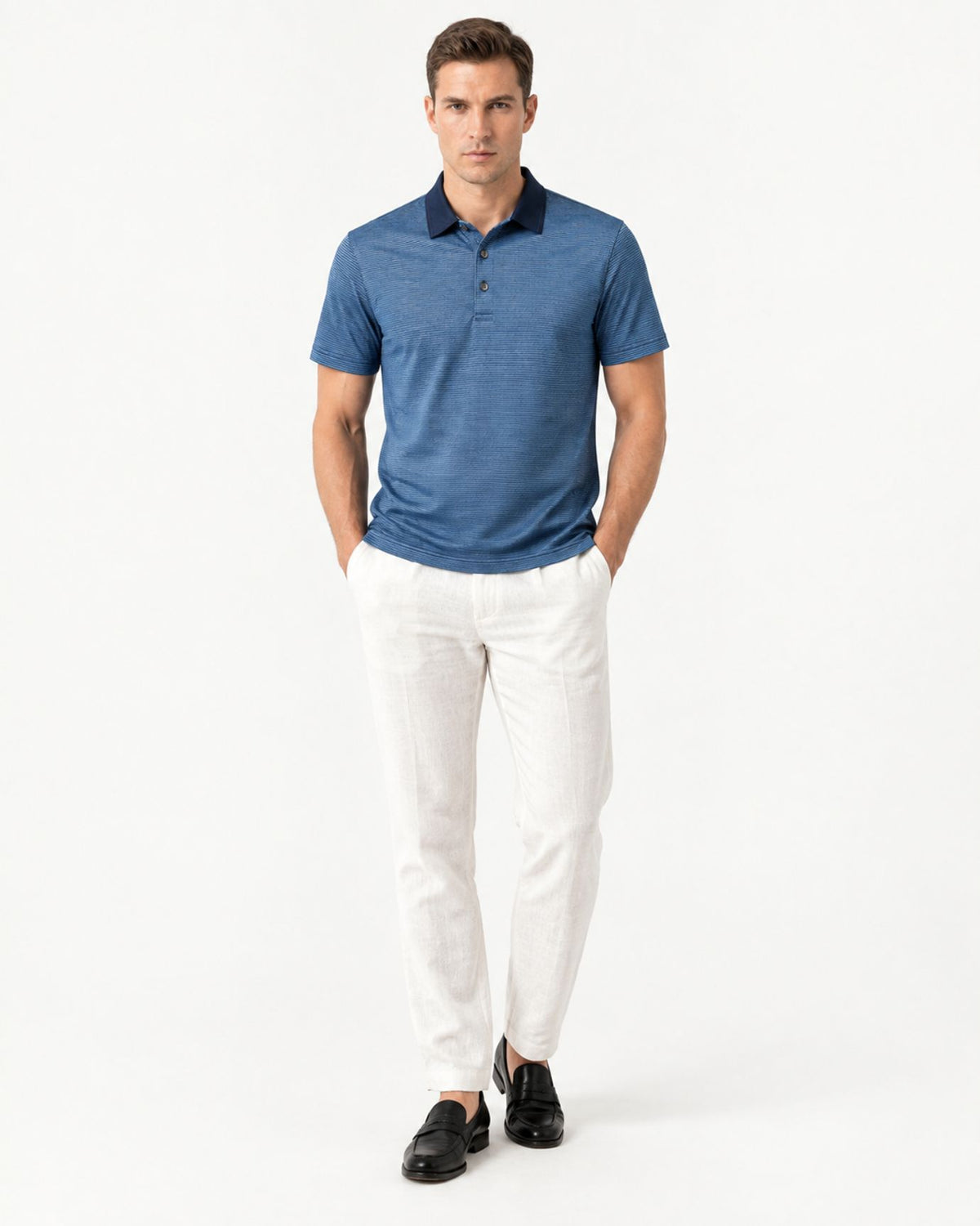 Relaxed-Fit Striped Acetate Polo Shirt