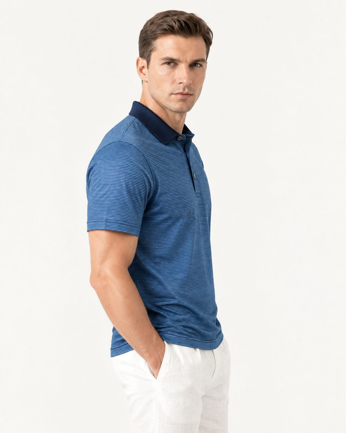 Relaxed-Fit Striped Acetate Polo Shirt
