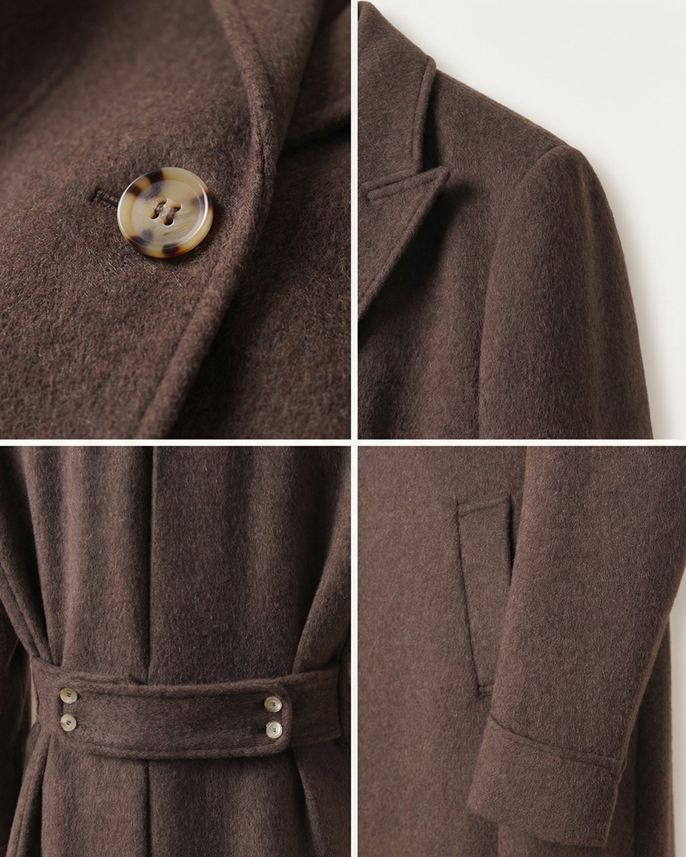 Men's Chester Dark Brown Overcoat with Peak Lapel |Wool Business Coat