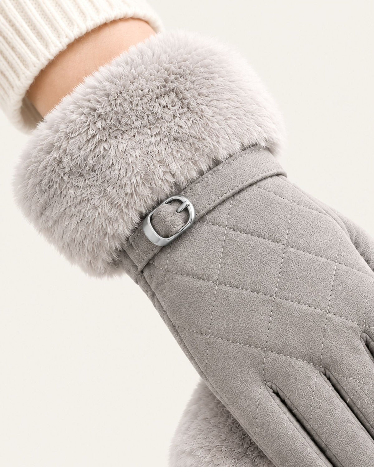 Divina Belt Buckle Plush Velvet Gloves