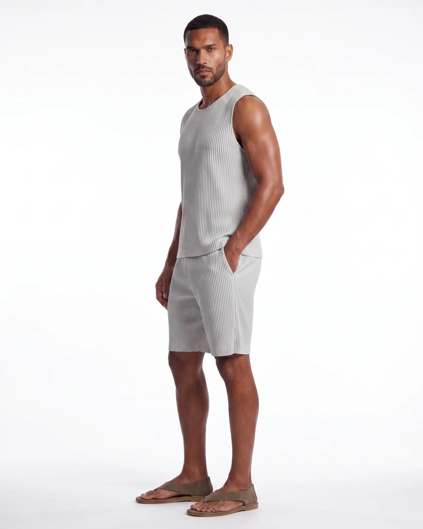 Sakura Pleated Set Vest & Shorts