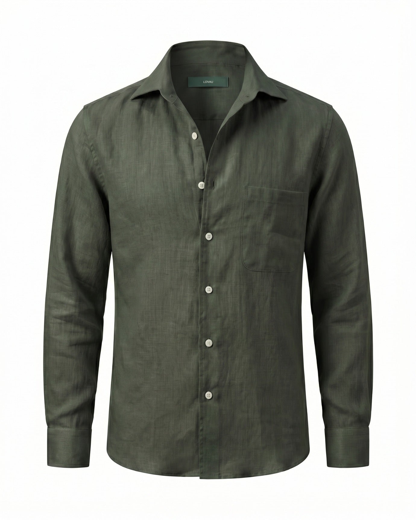 Contemporary Dark Green Linen Shirt