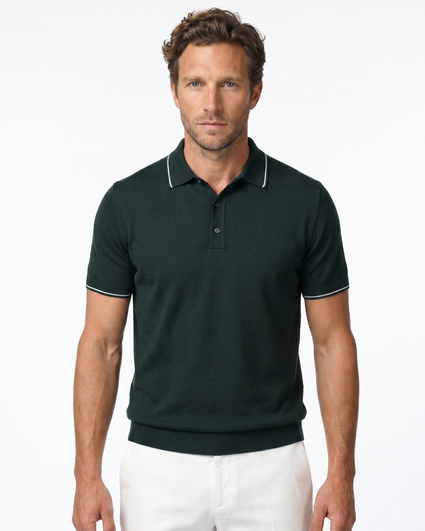 Polo de manga corta de punto de seda Mulberry