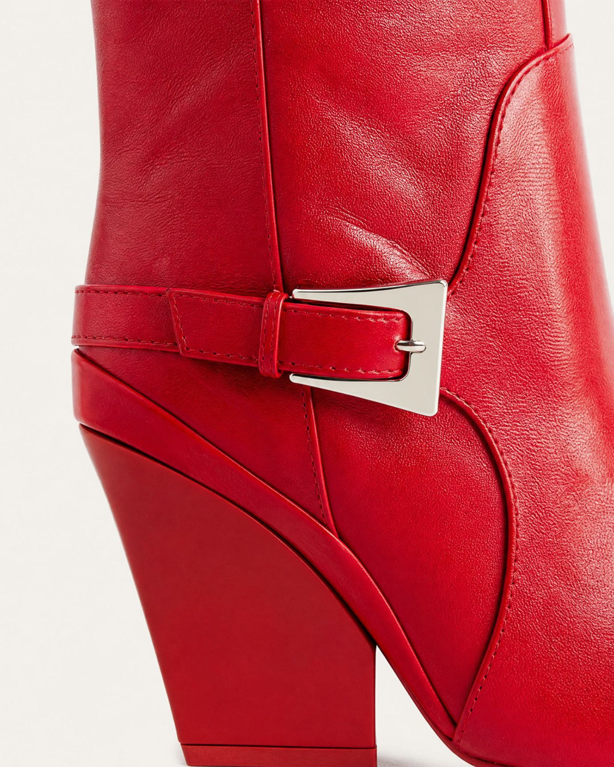 Block Heel Knee-High Boots with Buckle Detail
