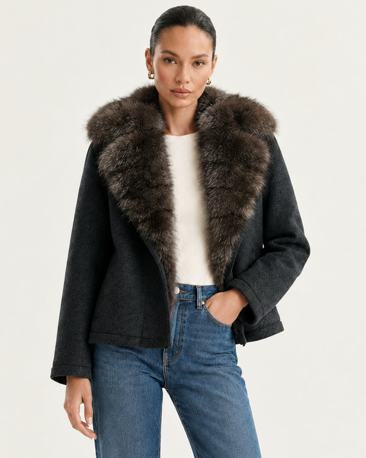 Lina Mid-Length Genuine Leather Shearling Coat