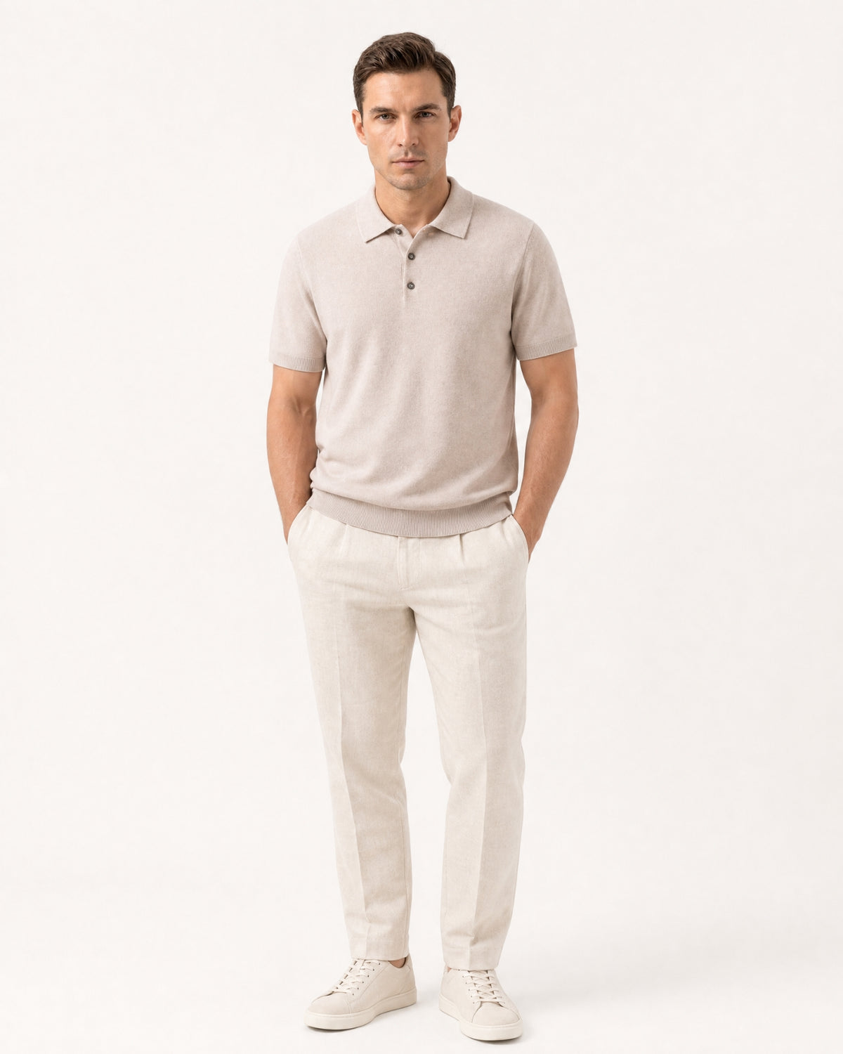 New York Cashmere Short-Sleeve Polo Shirt