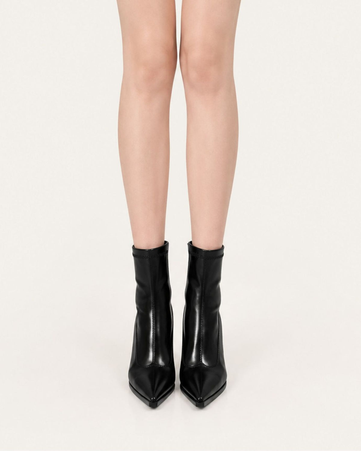 Cindy Pointed-Toe Leather Stiletto Ankle Boots
