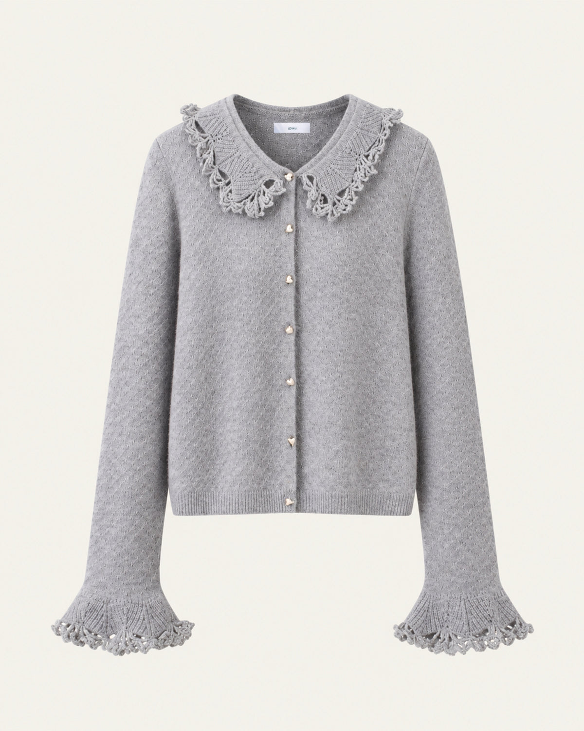 Cashmere Crochet Collar Sweater Cardigan