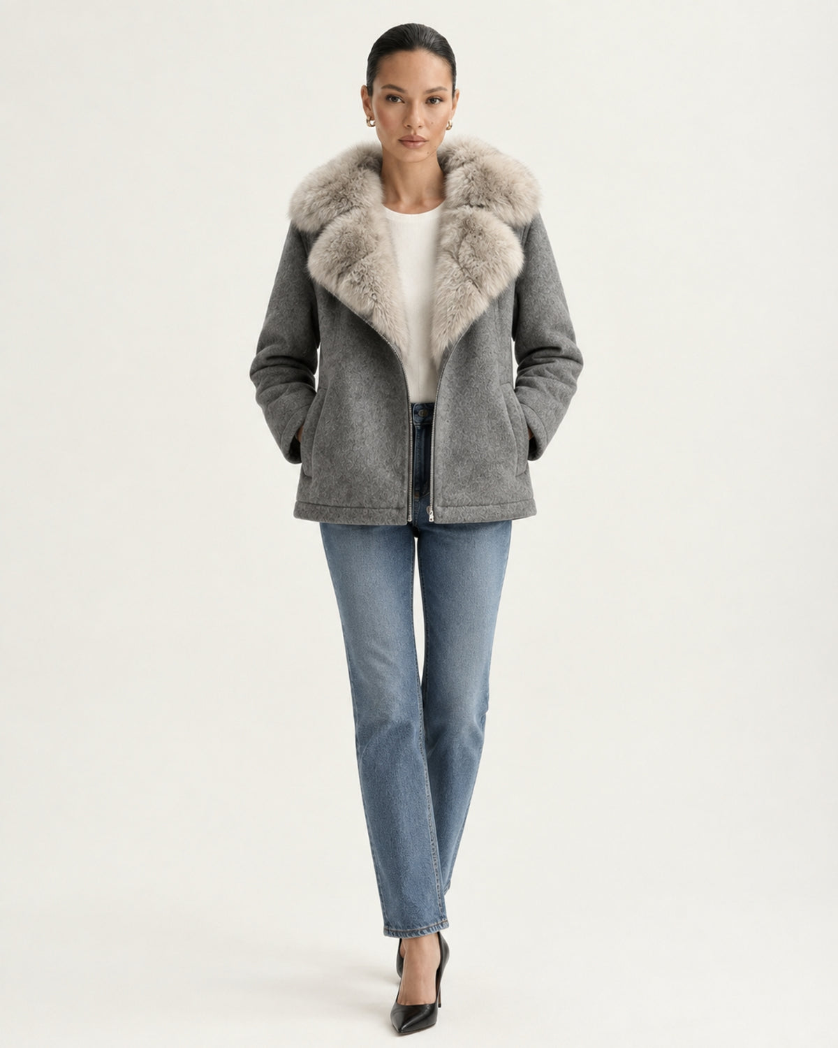 Lina Mid-Length Genuine Leather Shearling Coat