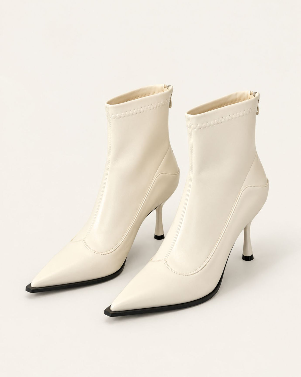 Cindy Pointed-Toe Leather Stiletto Ankle Boots