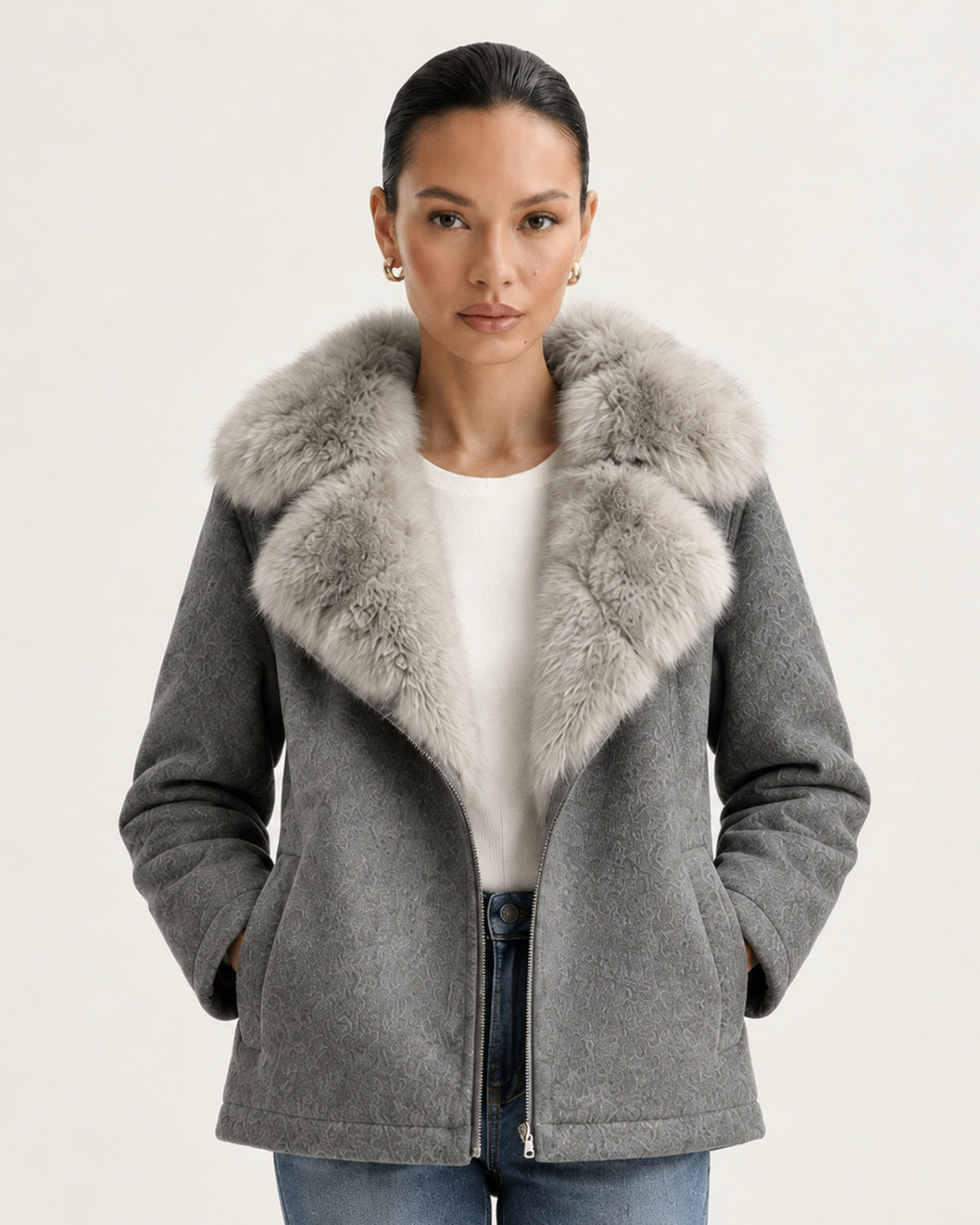 Lina Mid-Length Genuine Leather Shearling Coat
