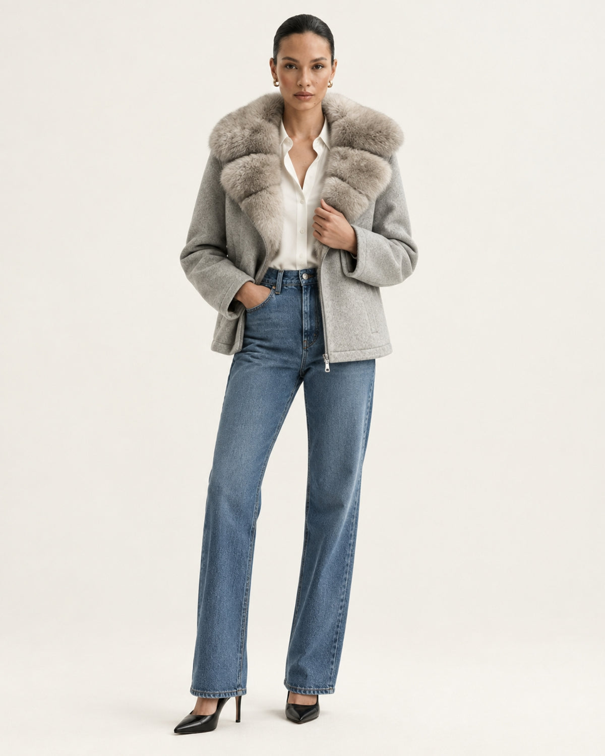 Lina Mid-Length Genuine Leather Shearling Coat