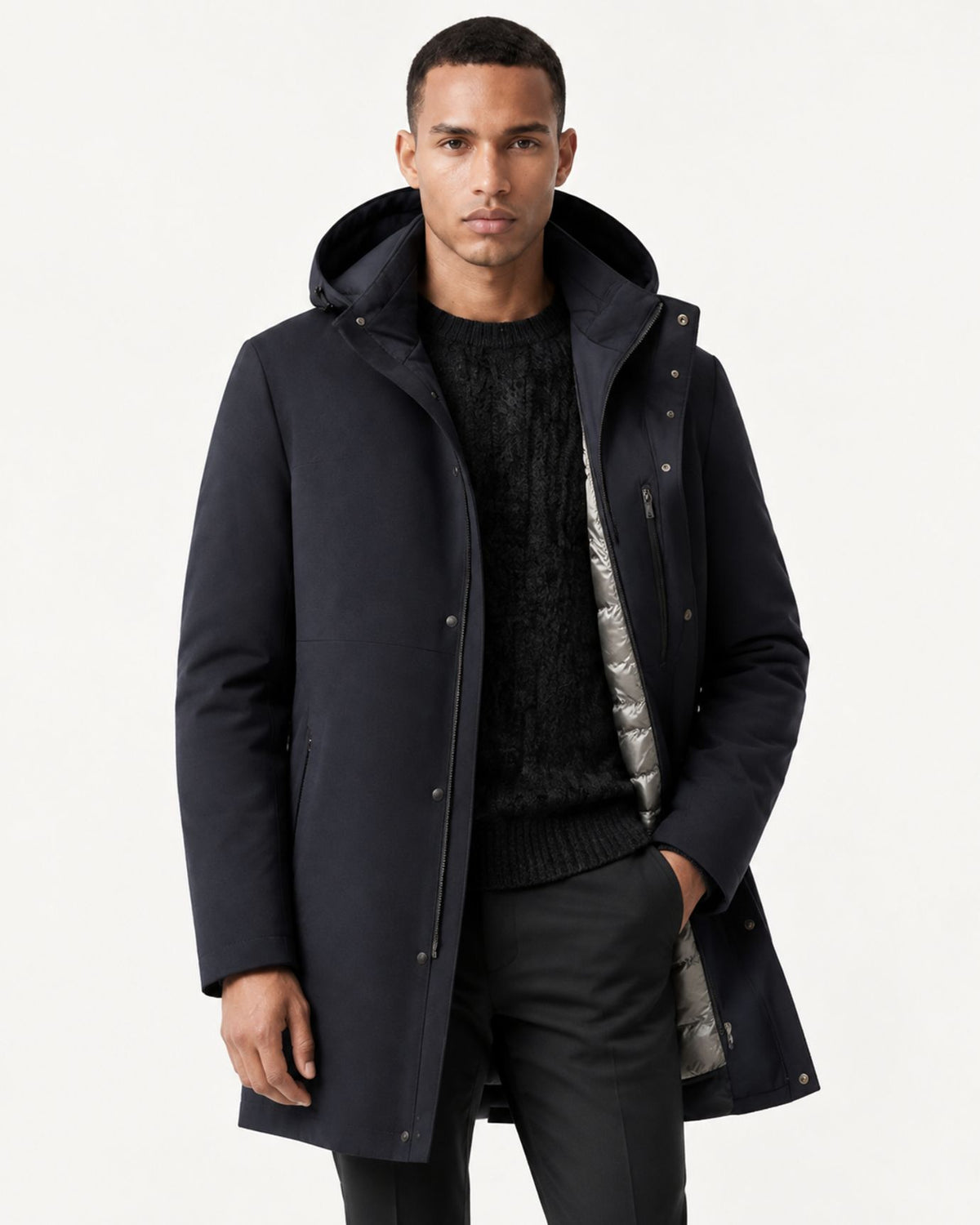 High-End Goose Down-Lined Parka with Mink Fur Hood