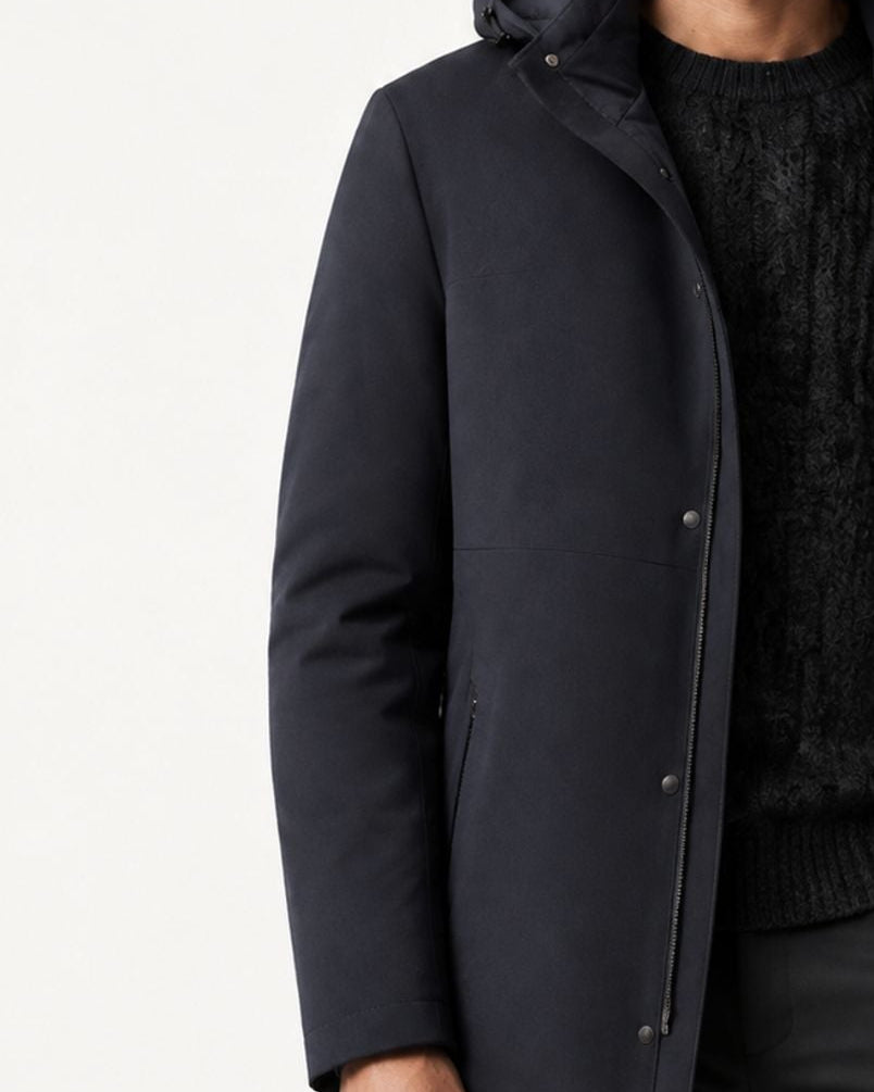 High-End Goose Down-Lined Parka Coat with Mink Fur Hood