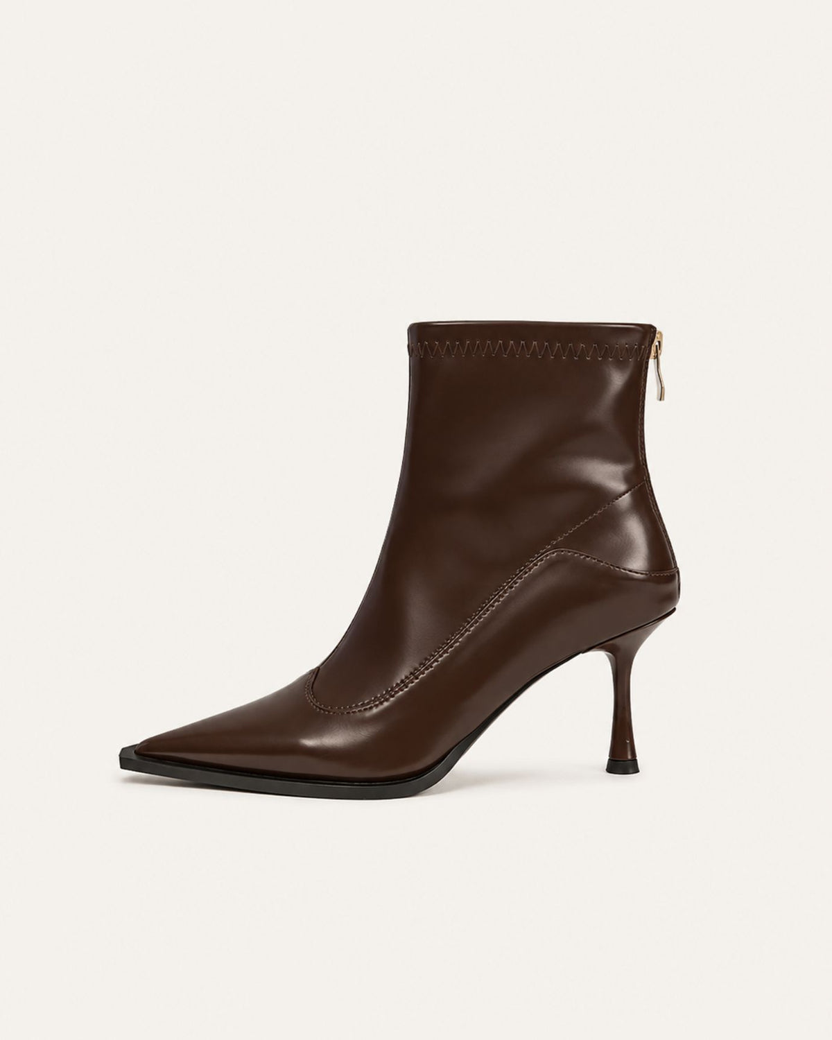 Cindy Pointed-Toe Leather Stiletto Ankle Boots