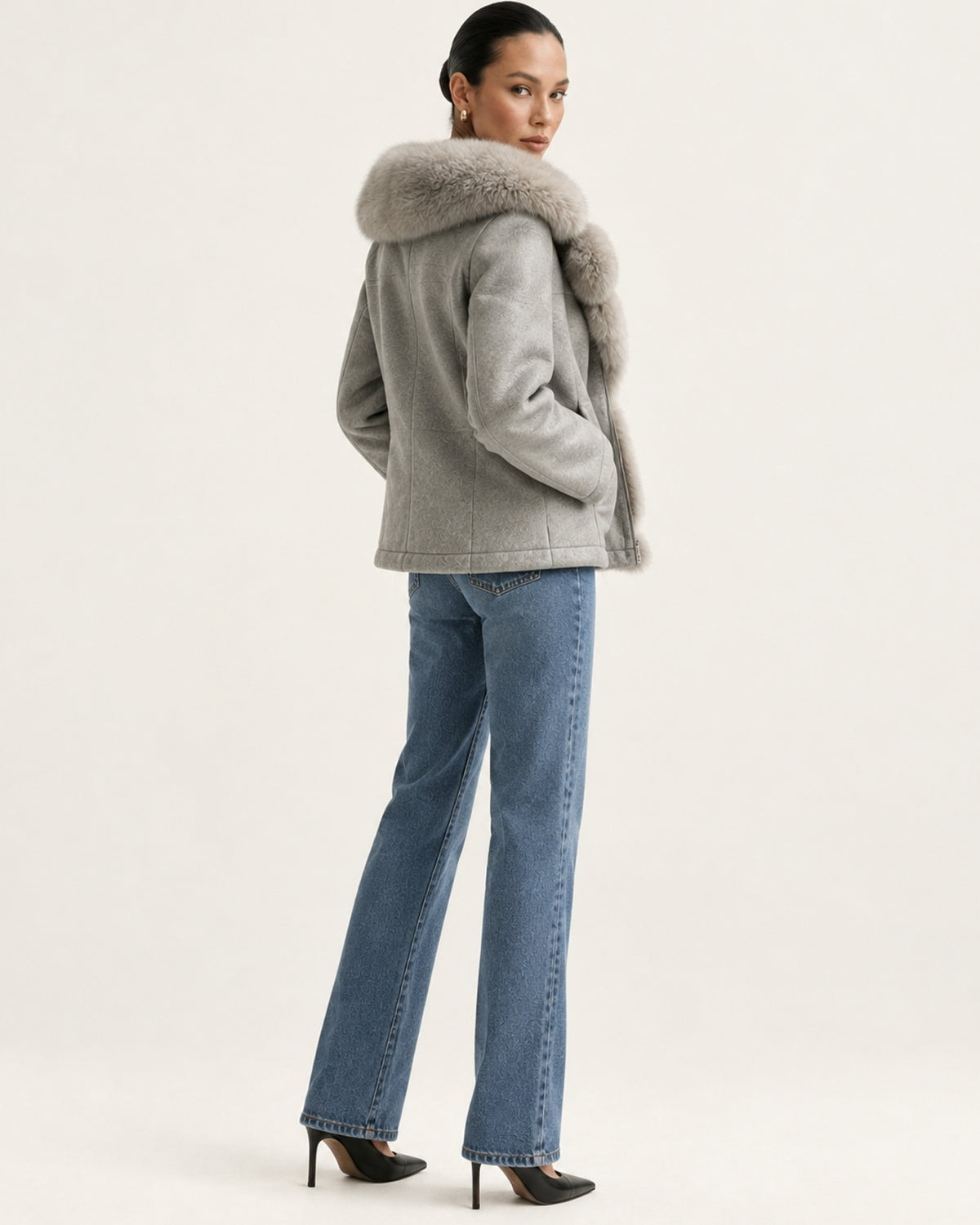 Lina Mid-Length Genuine Leather Shearling Coat