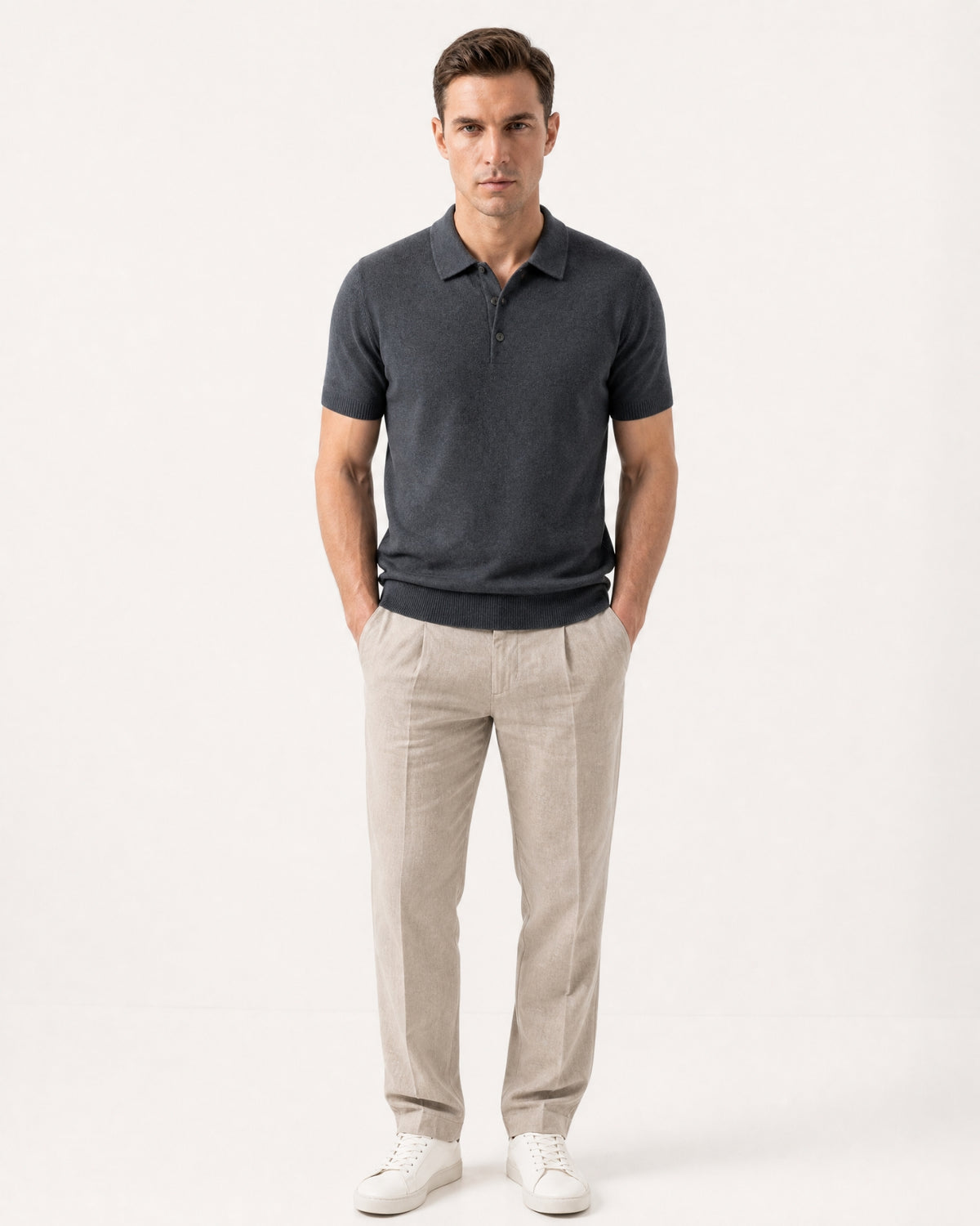 New York Cashmere Short-Sleeve Polo Shirt