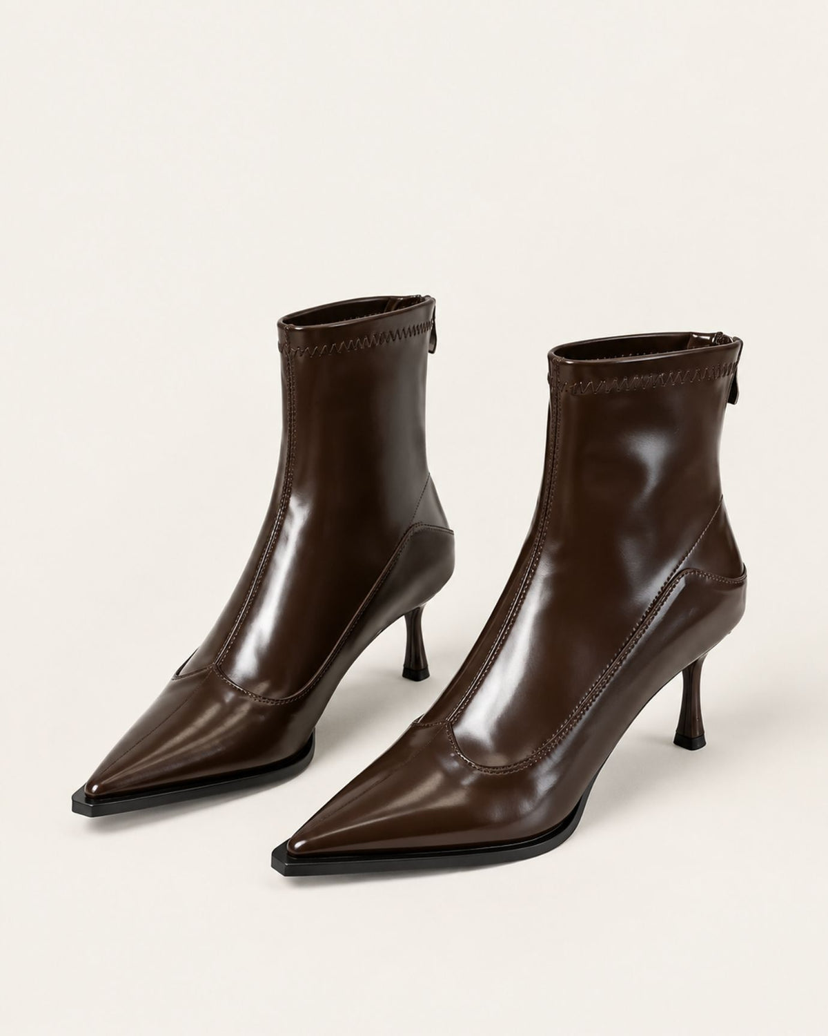 Cindy Pointed-Toe Leather Stiletto Ankle Boots