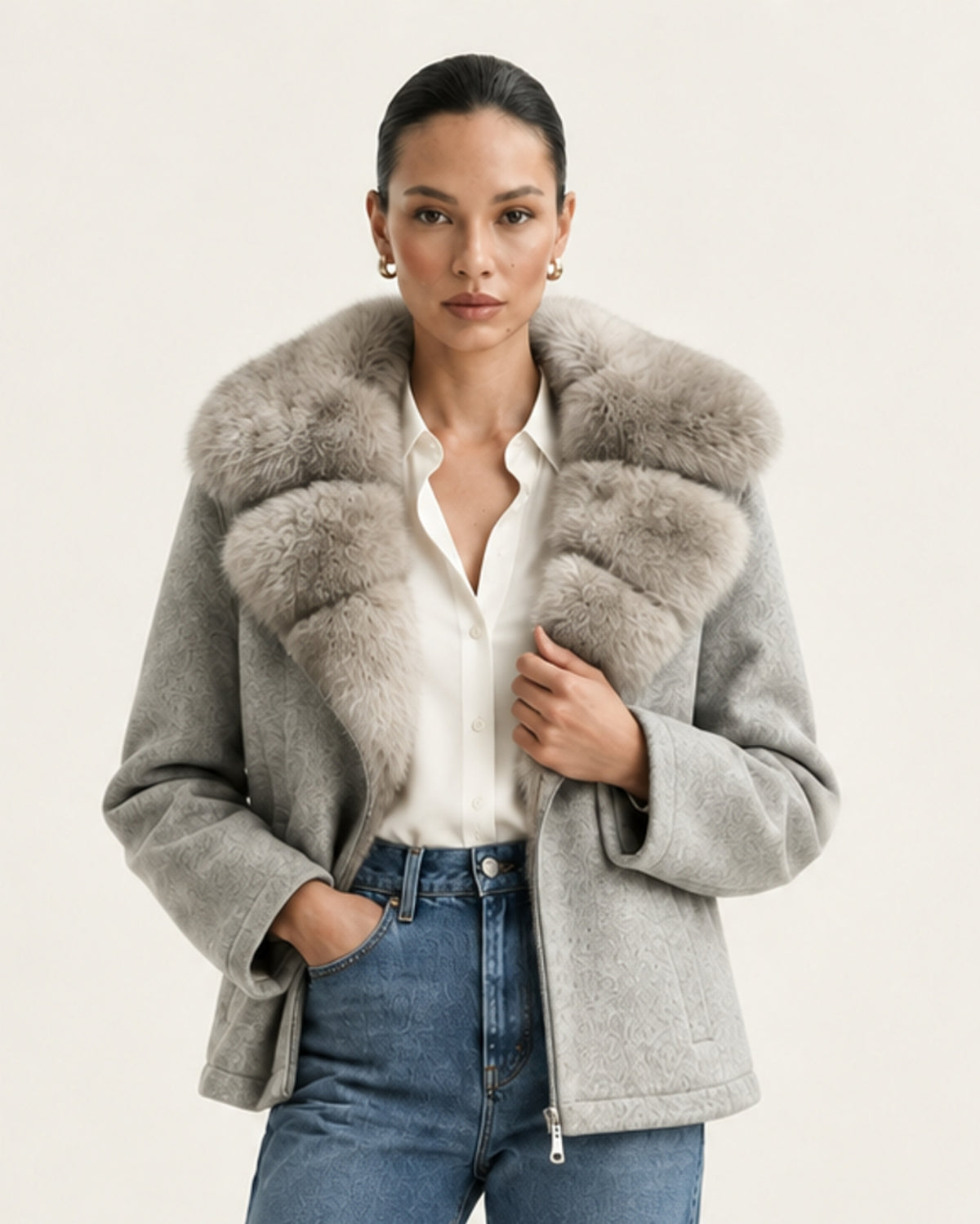 Lina Mid-Length Genuine Leather Shearling Coat