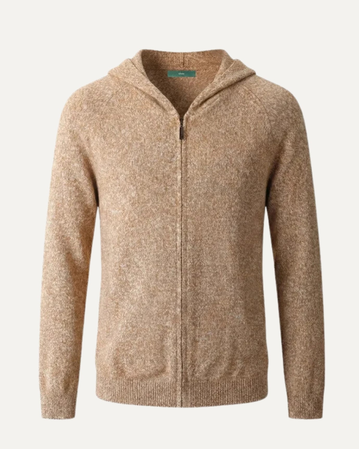 Milano cashmere wool hooded cardigan with zipper, hand-knit old money luxury aesthetic
