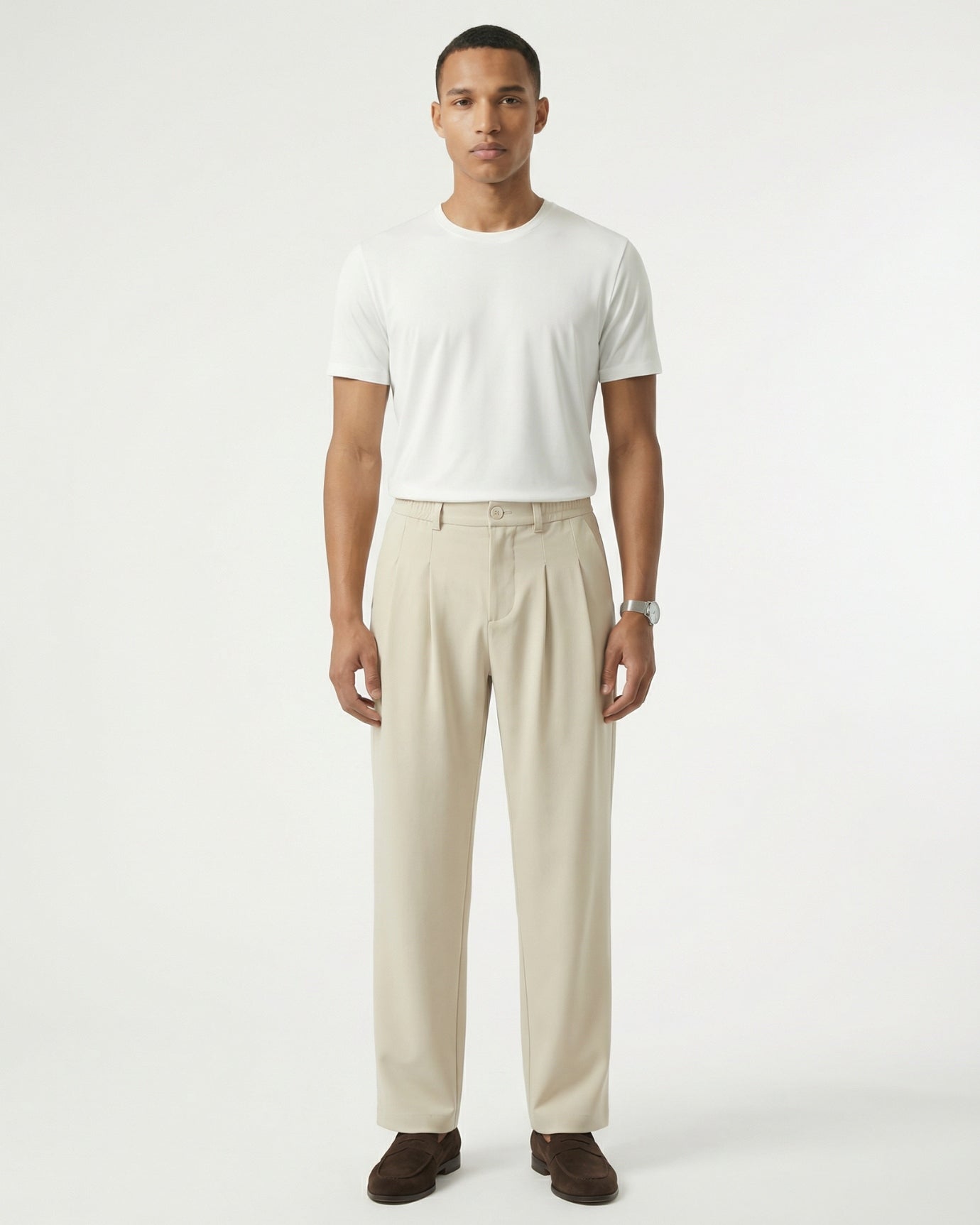 Pantalones casuales de alta elasticidad | Pantalones rectos holgados de alta gama