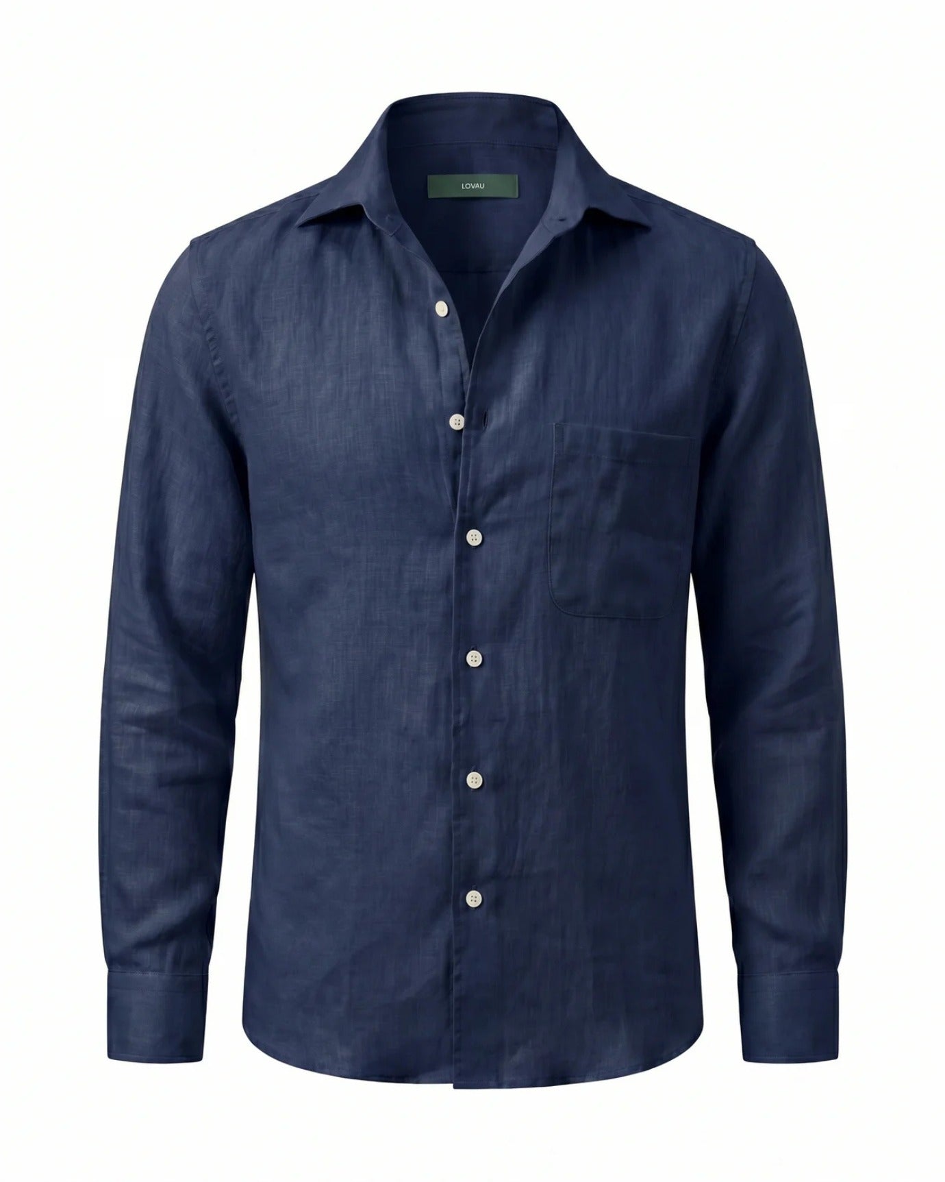 Contemporary Navy Blue Linen Shirt