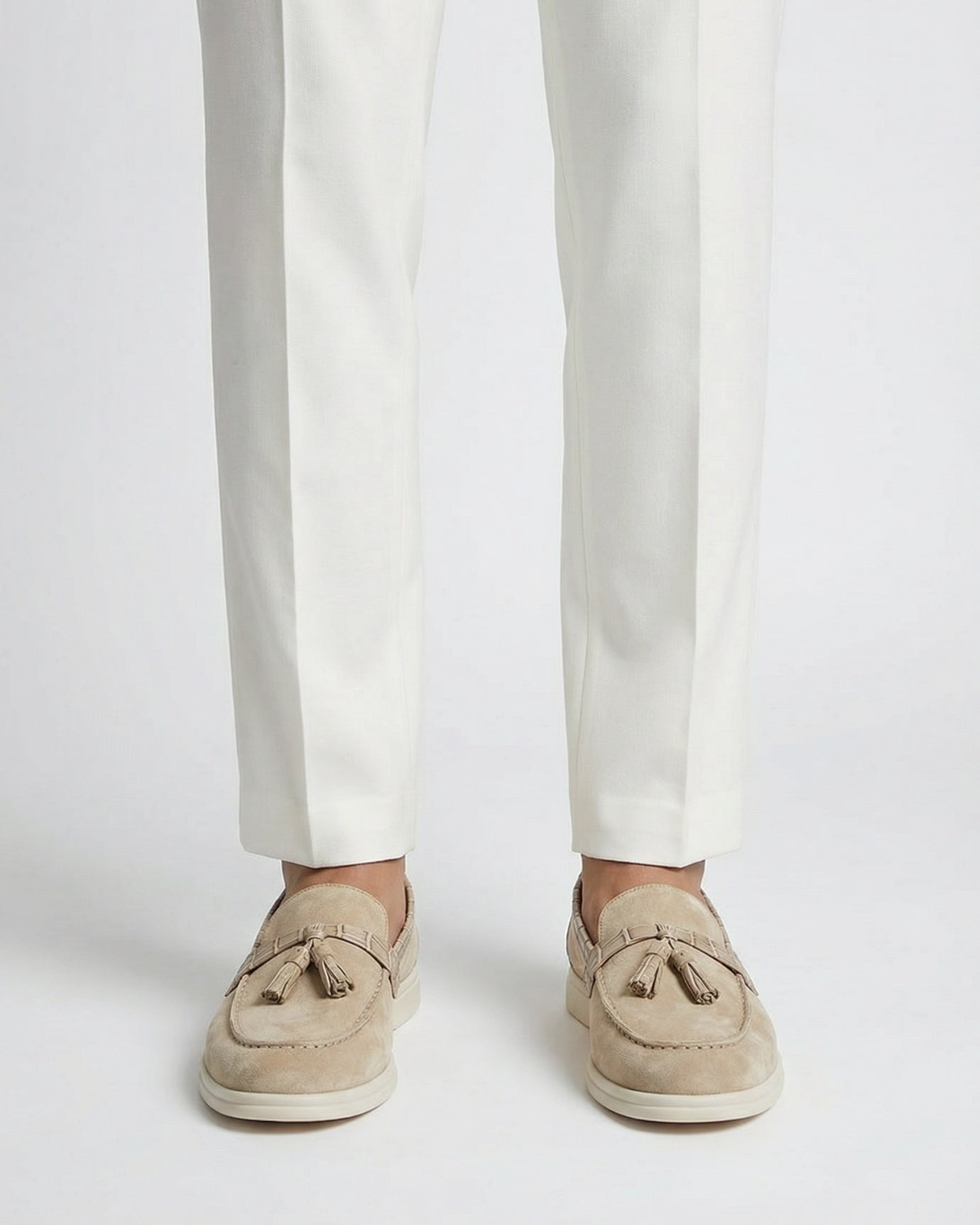 Positano Cream White Loafers Genuine Leather