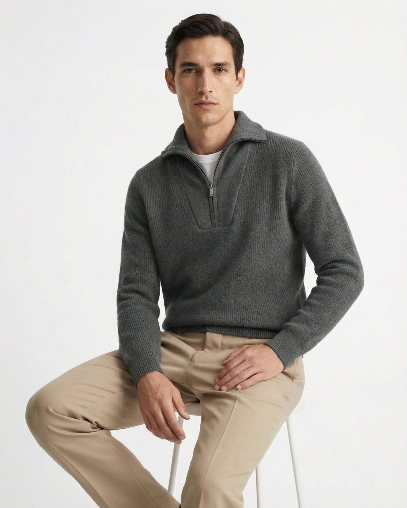 Cashmere Sweater Zipper Thickened