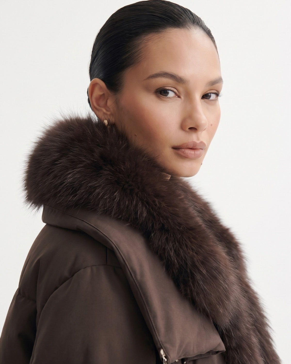 Down Jacket with Real Raccoon Fur Collar