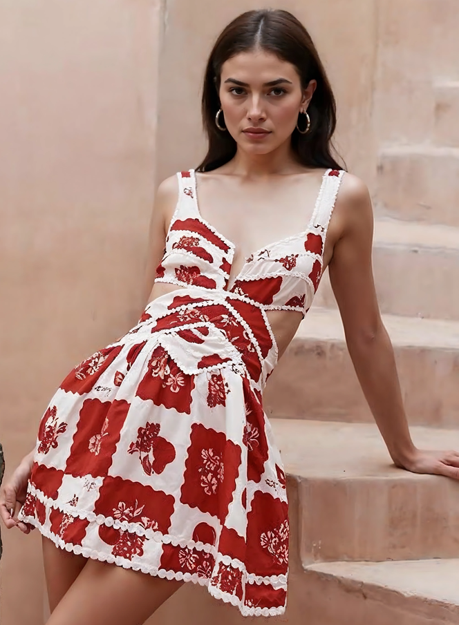Red Vacation A-Line Dress