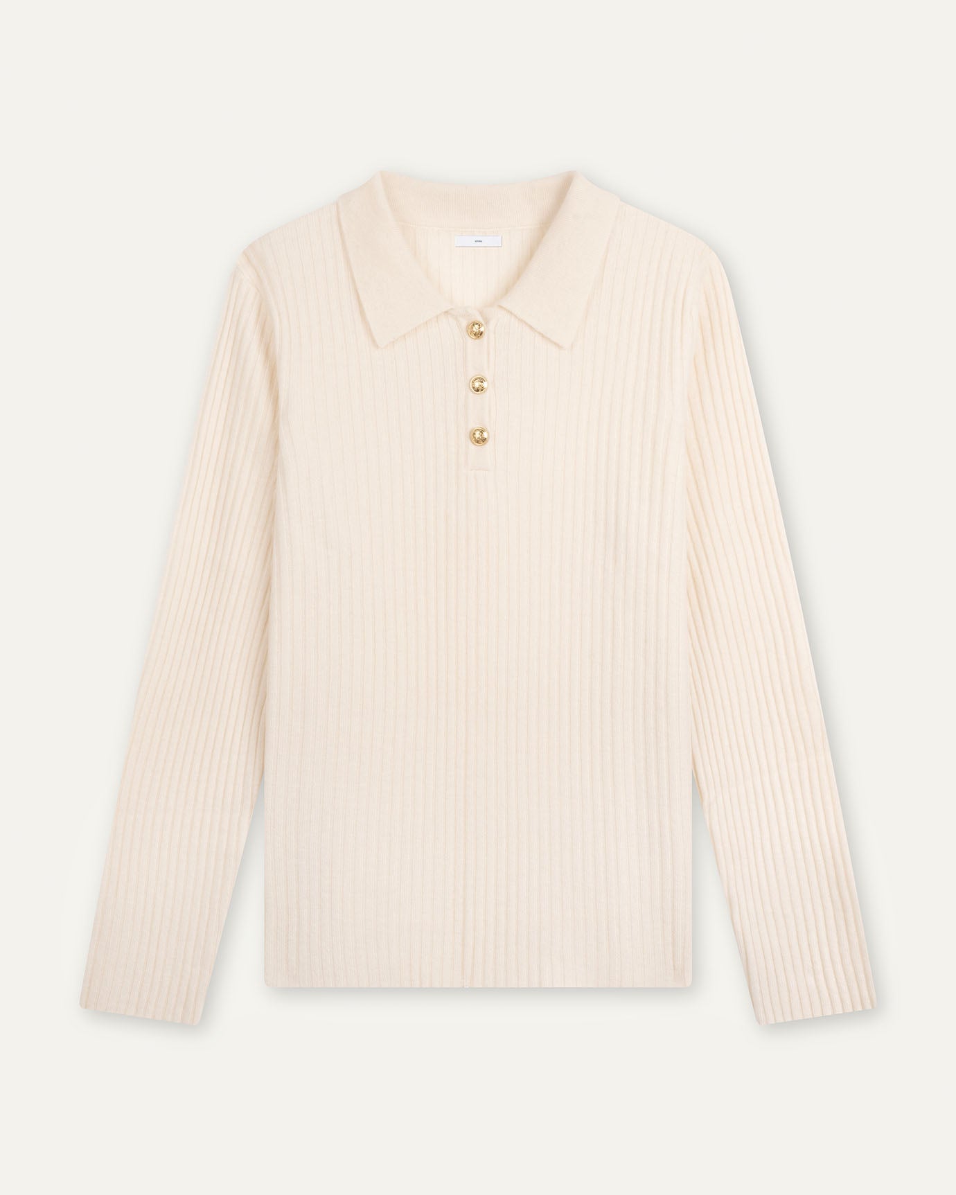 Cashmere polo long sleeve Milky White