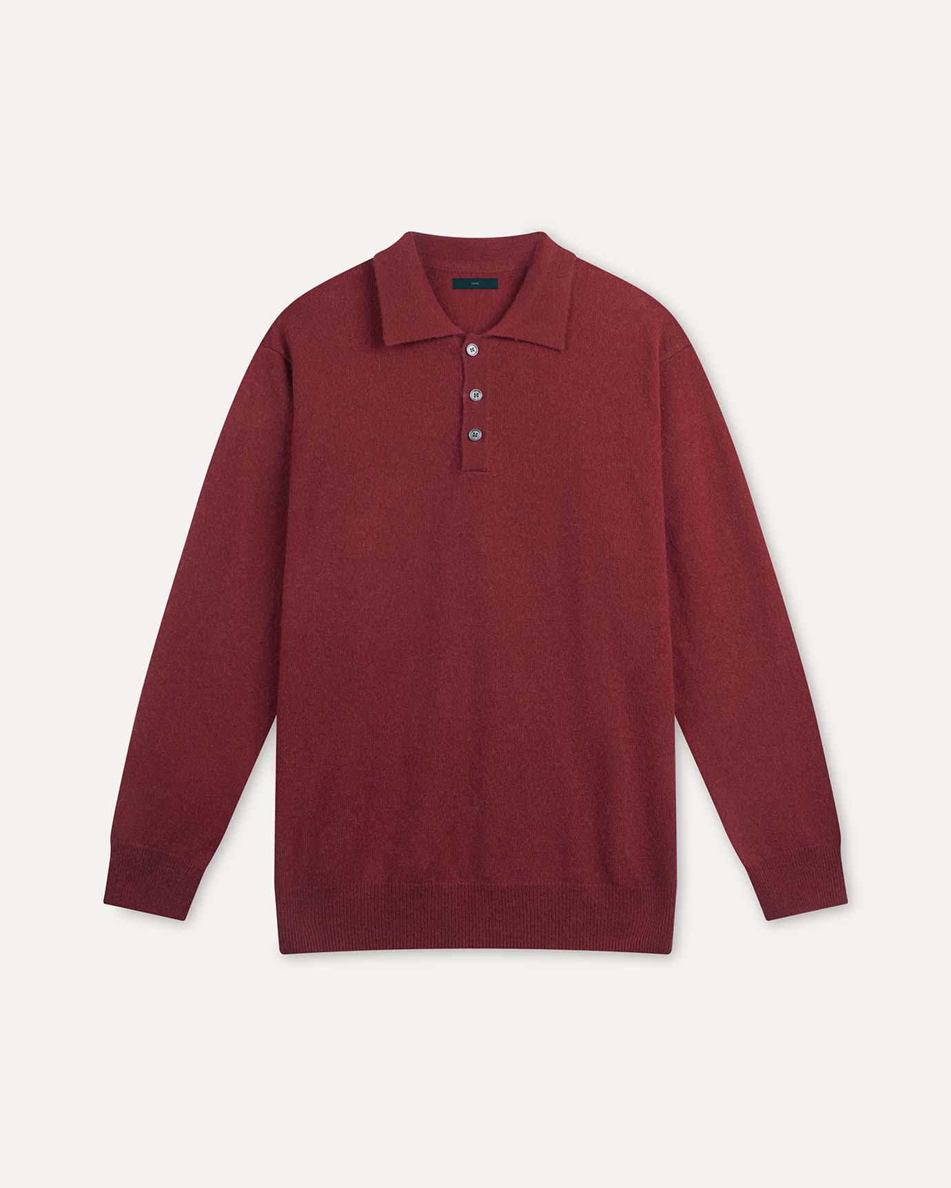 Cashmere long sleeve polo Claret