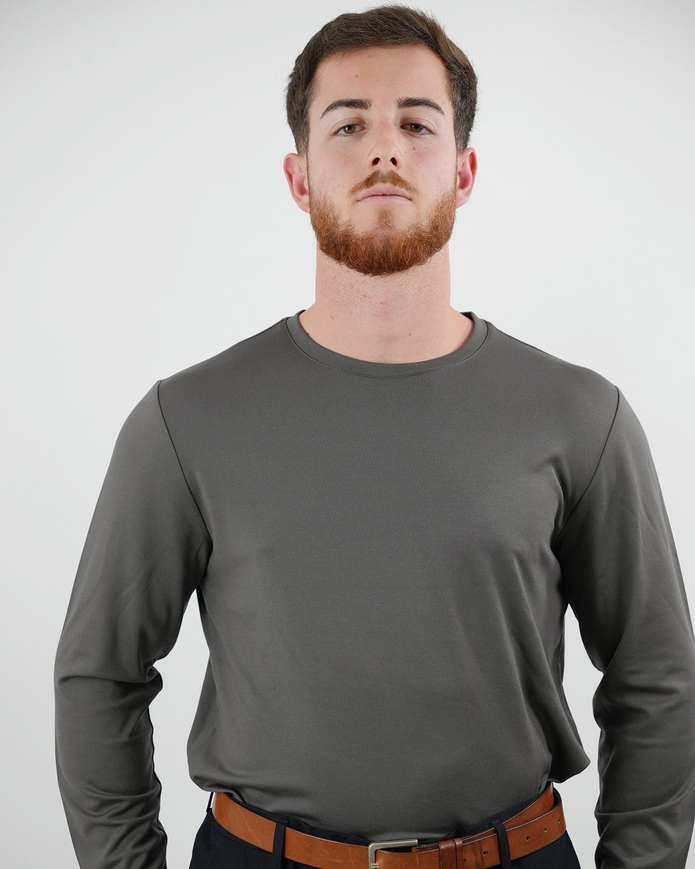 Non Iron Mulberry Silk Long Sleeve t-shirt - Gray