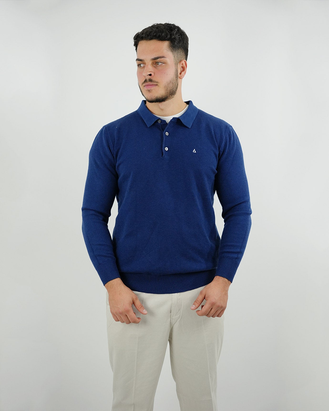 LOVAU COTTON WOOL OLD MONEY POLO - NAVY BLUE