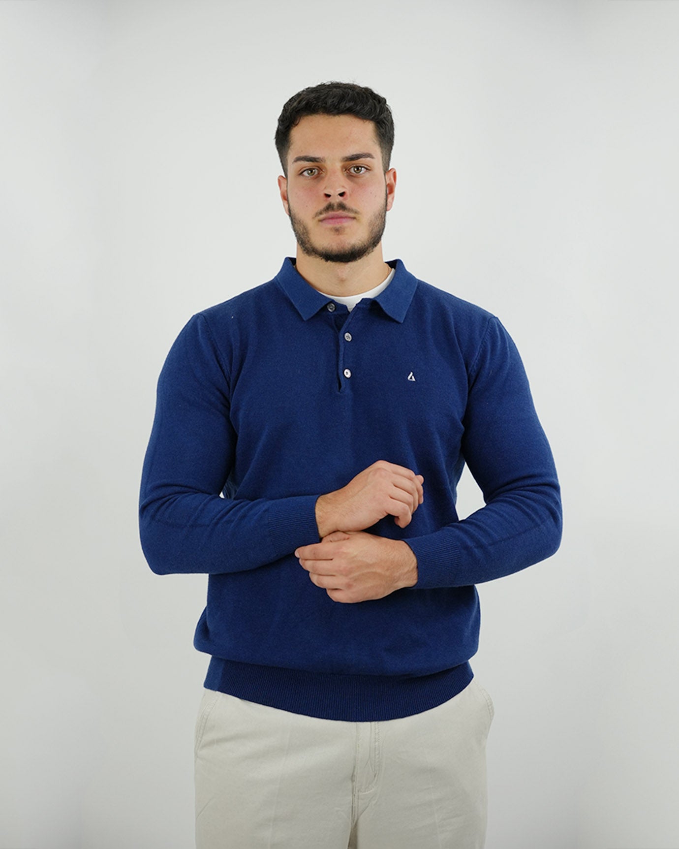 LOVAU COTTON WOOL OLD MONEY POLO - NAVY BLUE