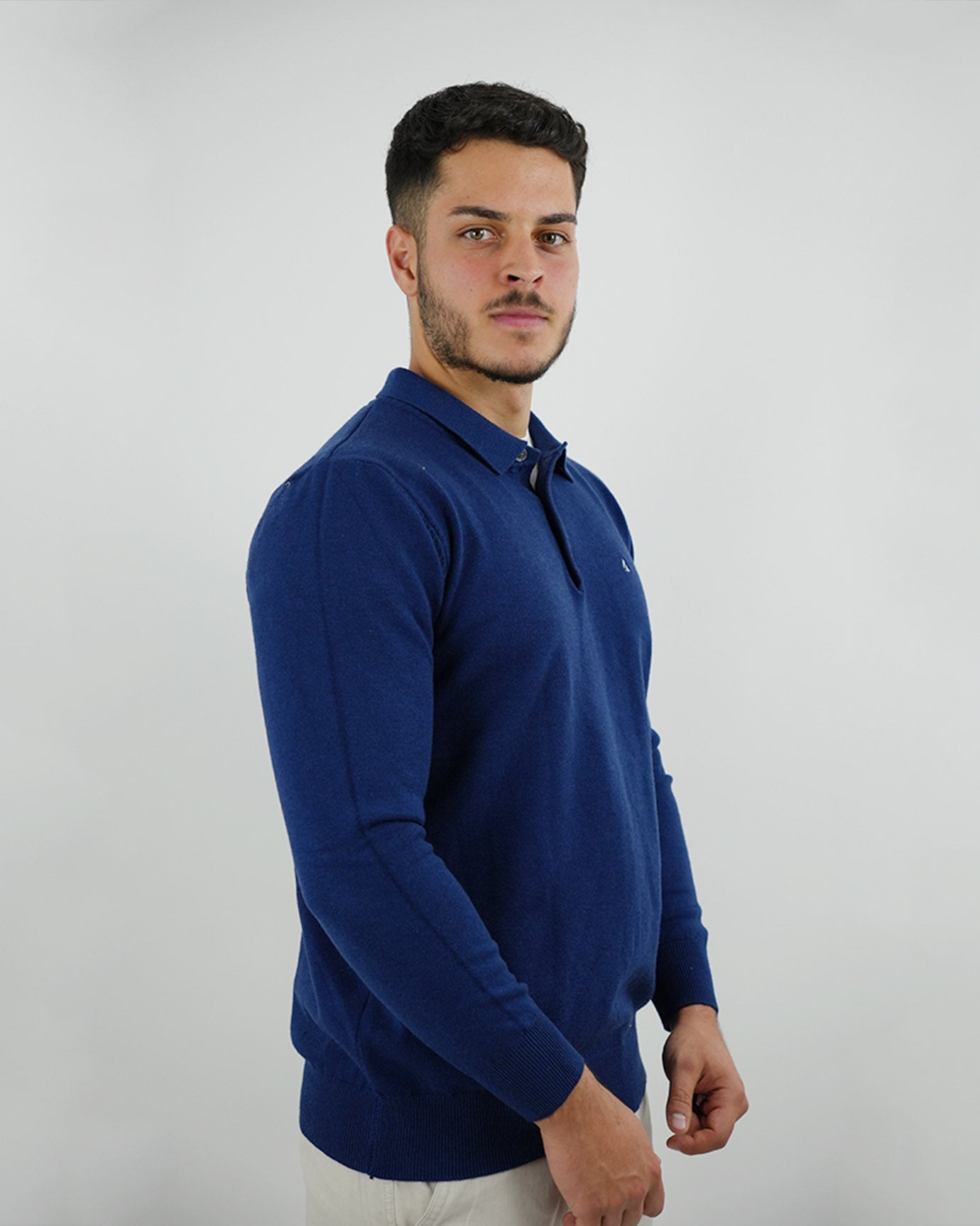 LOVAU COTTON WOOL OLD MONEY POLO - NAVY BLUE