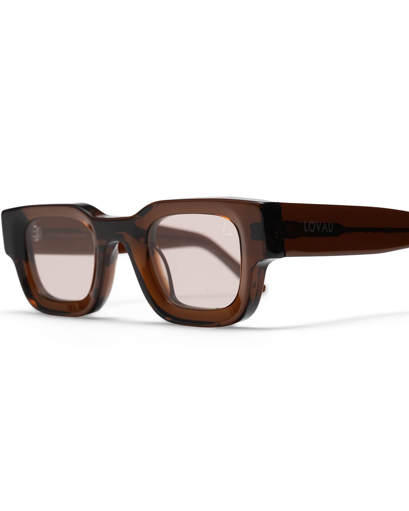 Amber Brown Geometric Rectangular Sunglasses