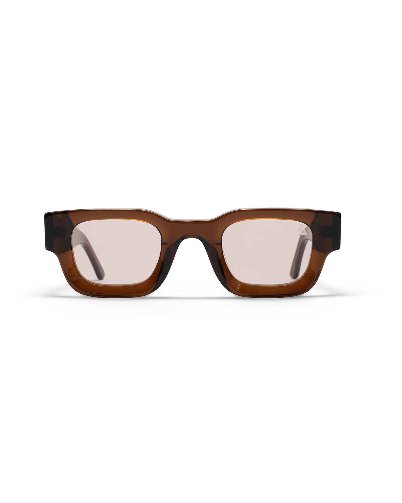 Amber Brown Geometric Rectangular Sunglasses