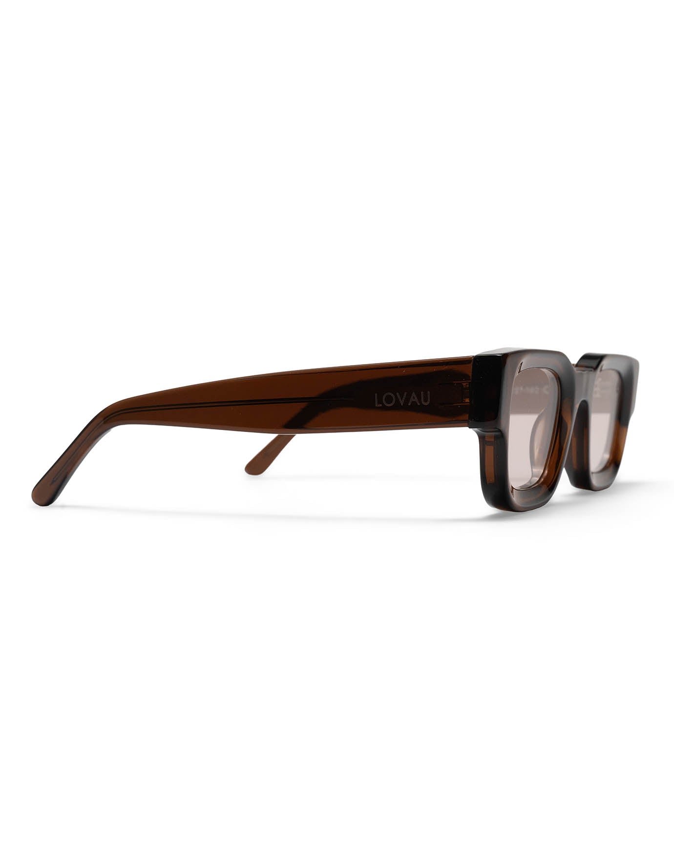 Amber Brown Geometric Rectangular Sunglasses