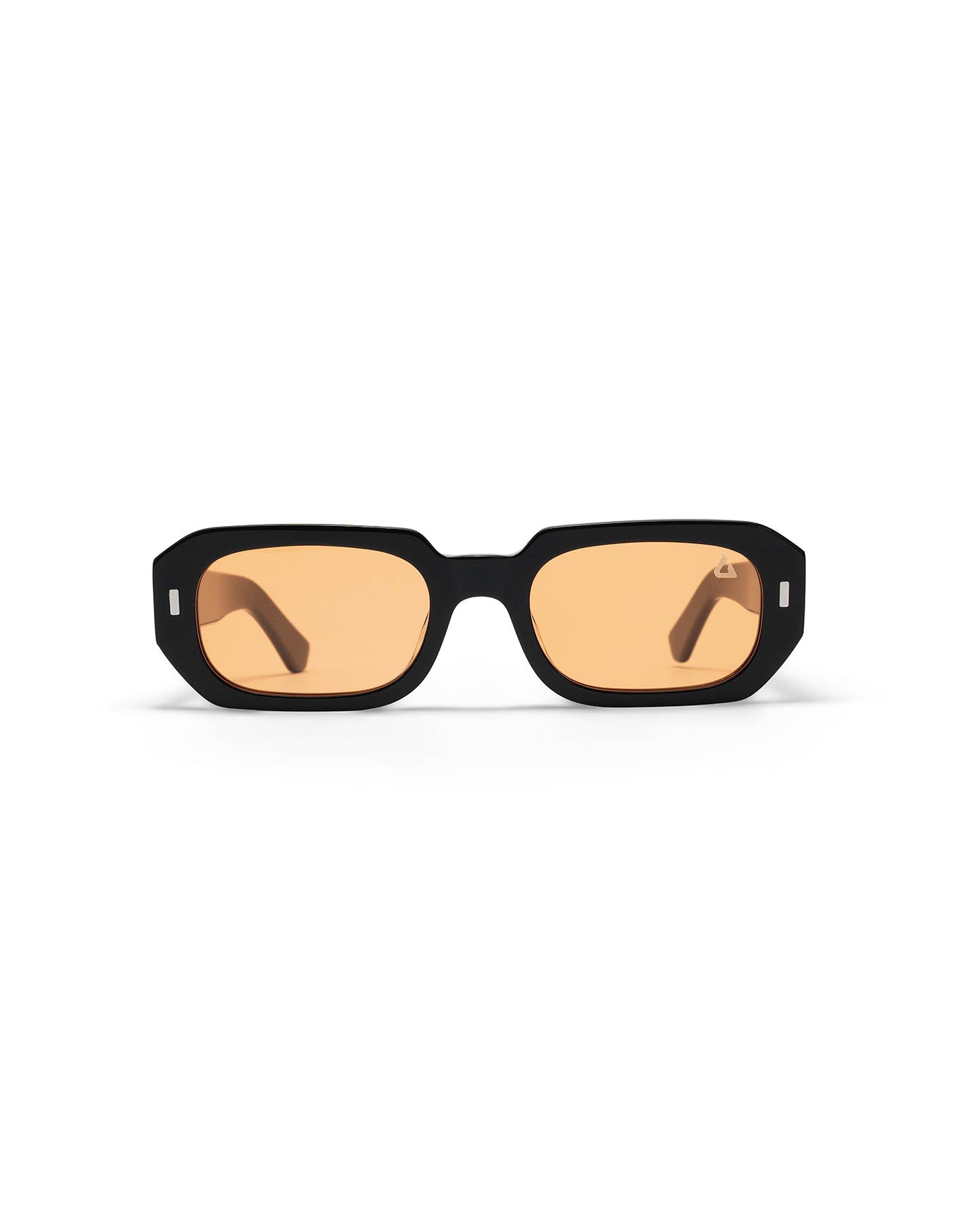 Retro Black Amber Rectangular Sunglasses