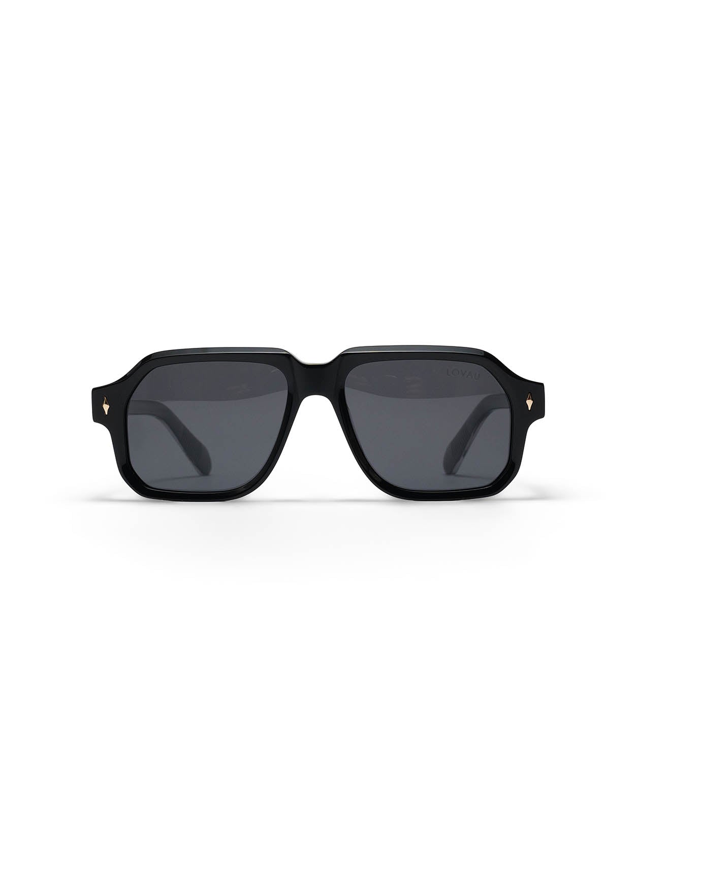 Black Square High-End Sunglasses with Gold Accents