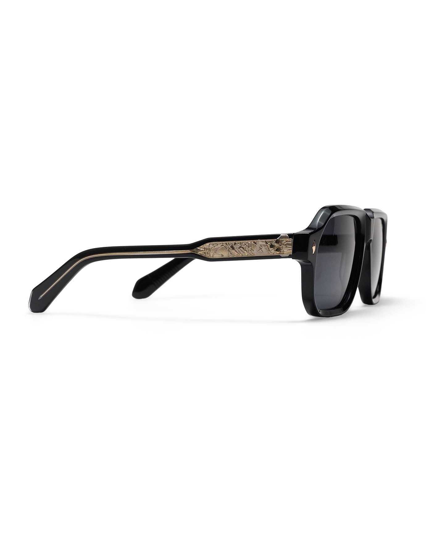 Black Square High-End Sunglasses with Gold Accents
